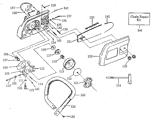 Poulan 2800 chain and guide bar diagram