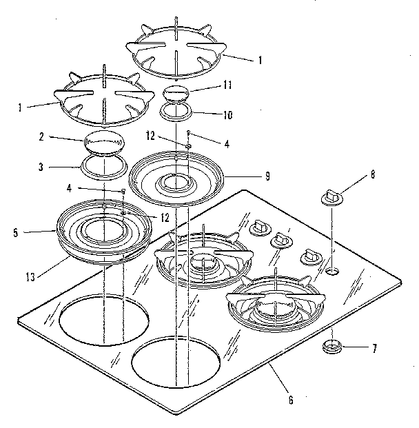 Kenmore 1033378811 main top section diagram