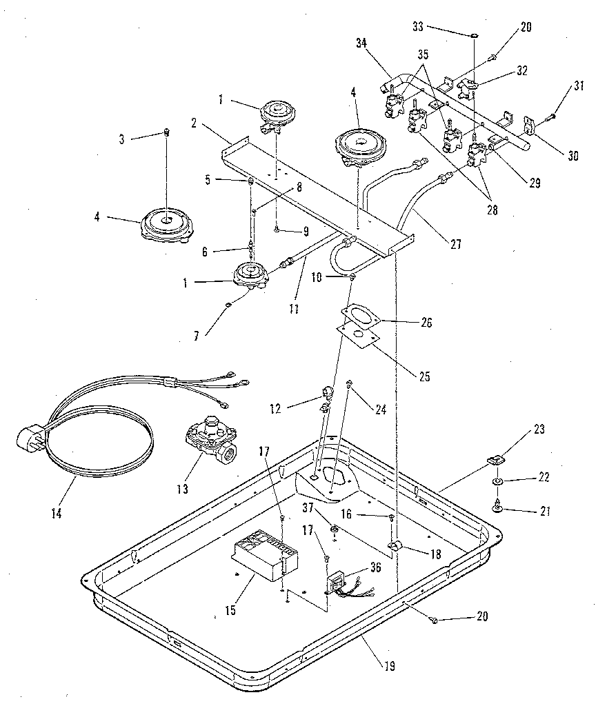 Kenmore 1033378811 burner section diagram