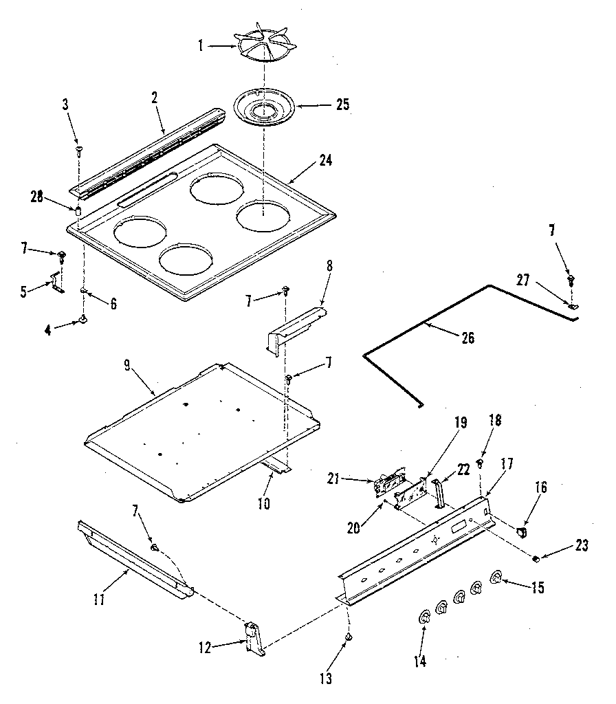 Kenmore 9113638811 main top section diagram