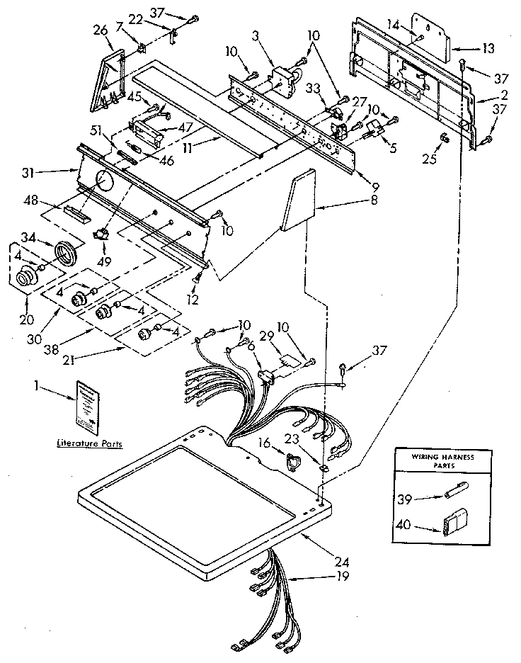 Kenmore 11097093700 top and console diagram