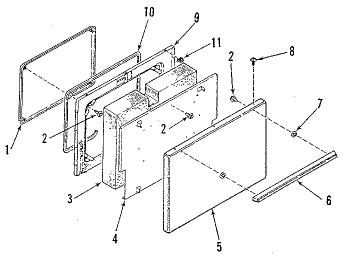 Kenmore 9116018910 oven door section diagram