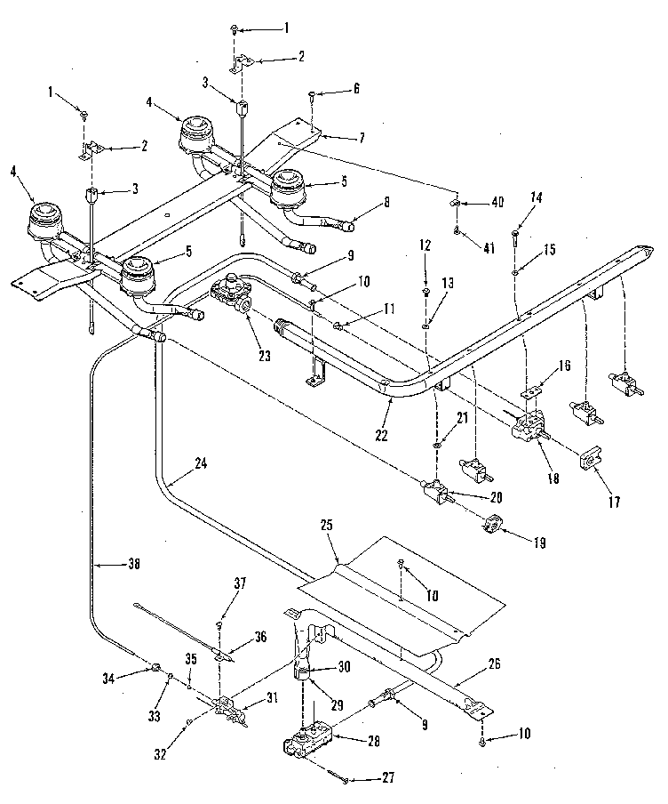 Kenmore 9116118910 burner section diagram