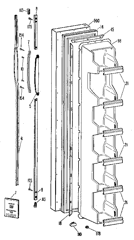 Kenmore 3639452510 freezer door diagram