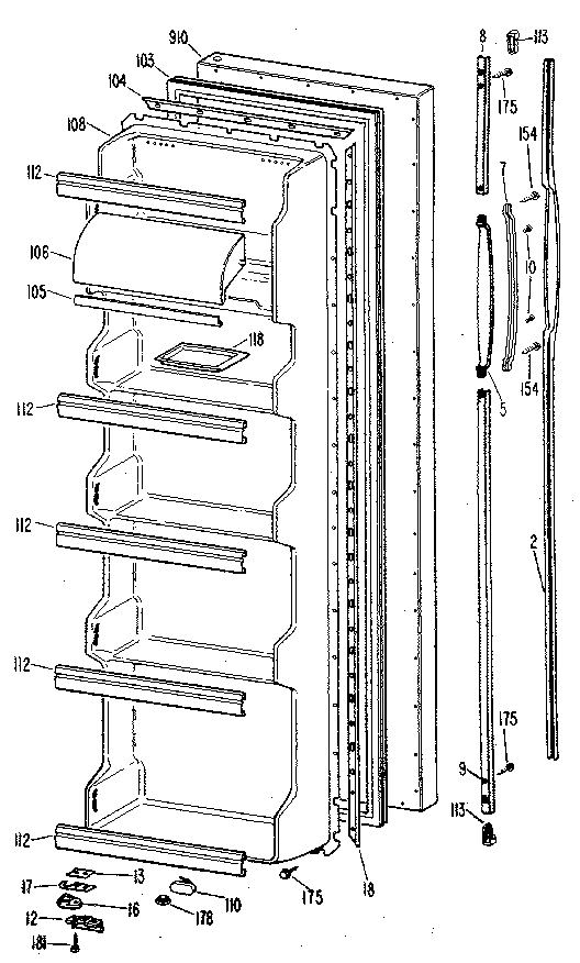 Kenmore 3639452510 fresh food door diagram