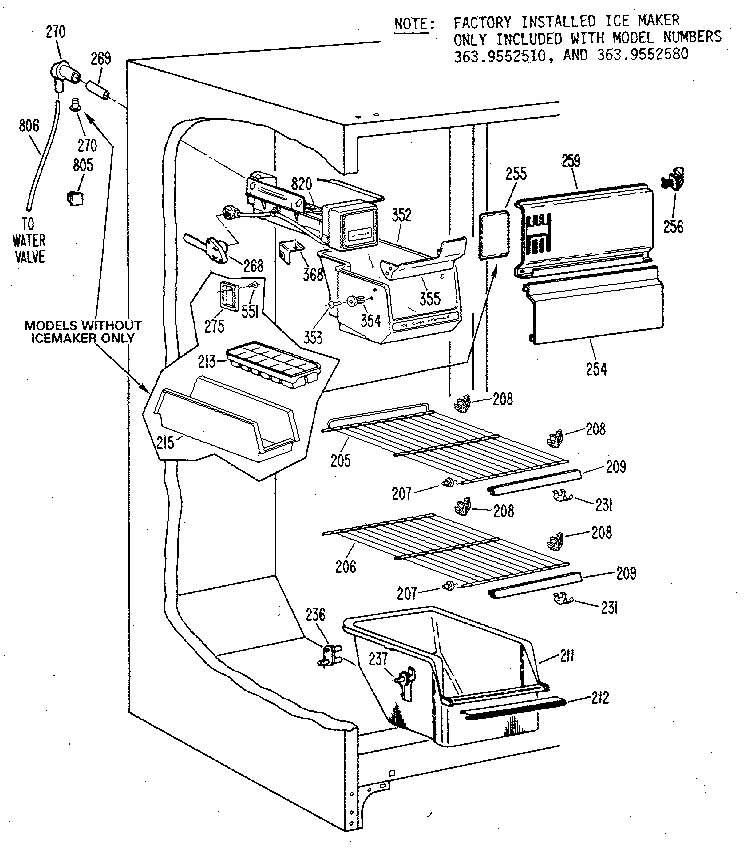 Kenmore 3639452510 freezer section diagram