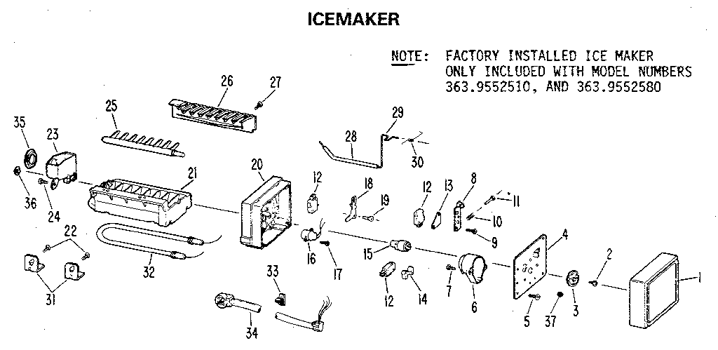 Kenmore 3639452510 icemaker diagram