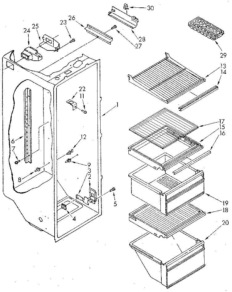 Whirlpool ED20AKXSN10 refrigerator liner diagram