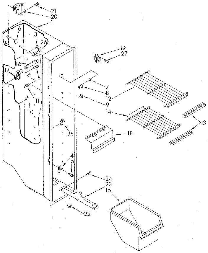 Whirlpool ED20AKXSN10 freezer liner diagram