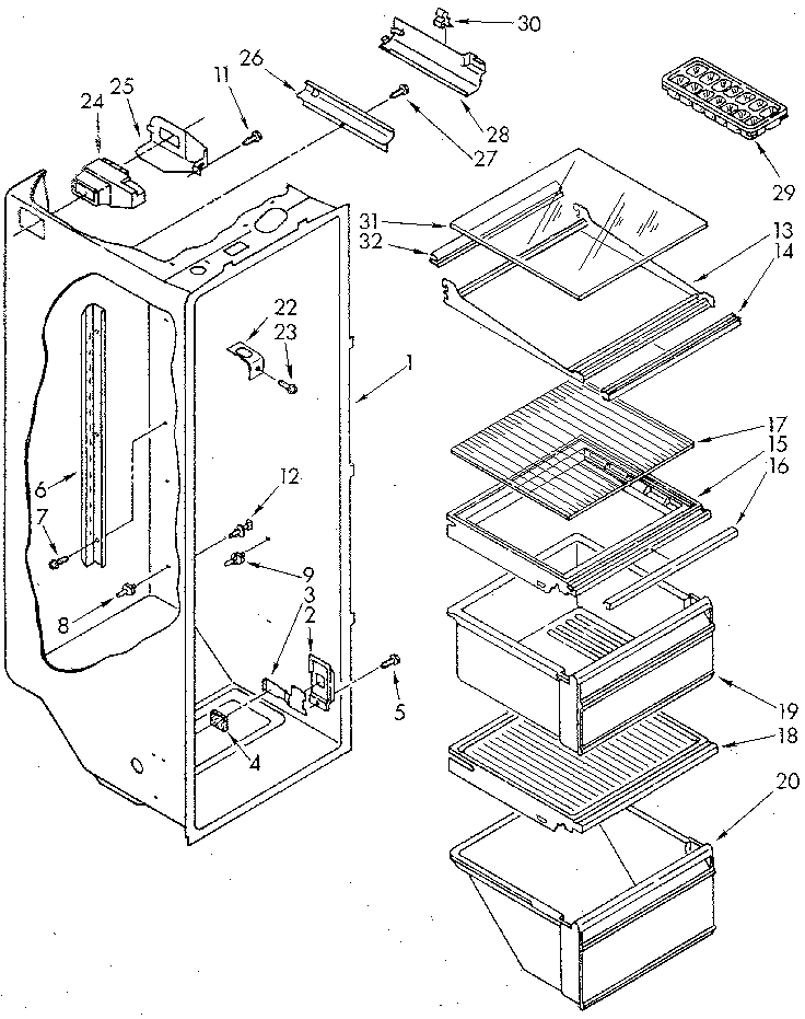 Whirlpool ED20PKXSM10 refrigerator liner diagram
