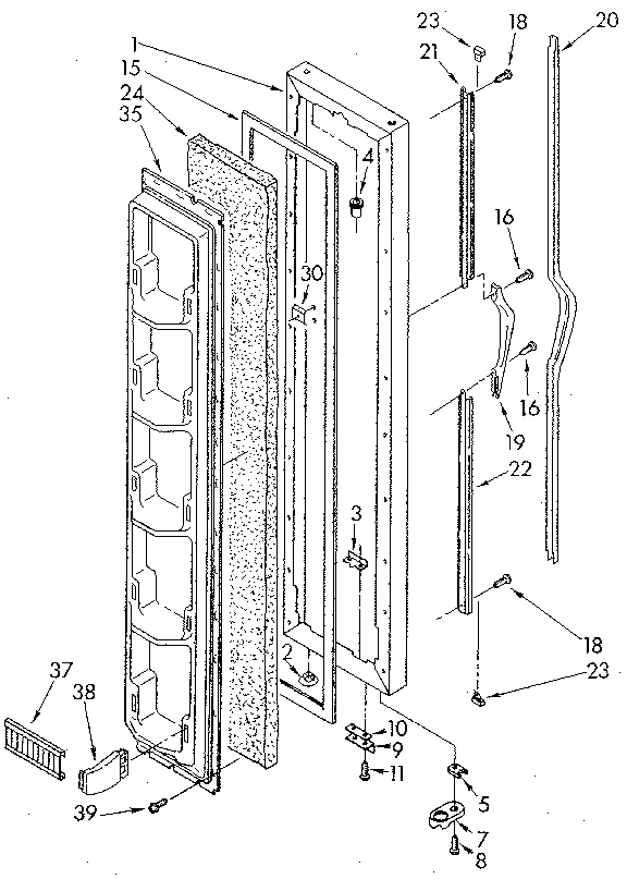 Whirlpool ED20PKXSM10 freezer door diagram