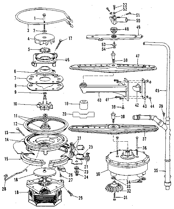 Kenmore 5871648581 motor, heater, and spray arm details diagram