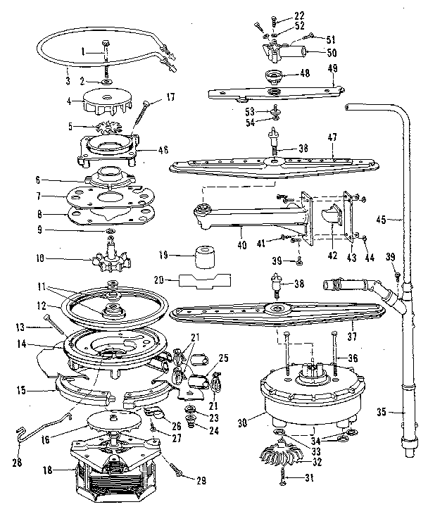 Kenmore 5871486086 motor, heater, and spray arm details diagram
