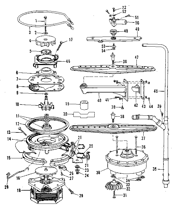 Kenmore 5871658581 motor, heater, and spray arm details diagram