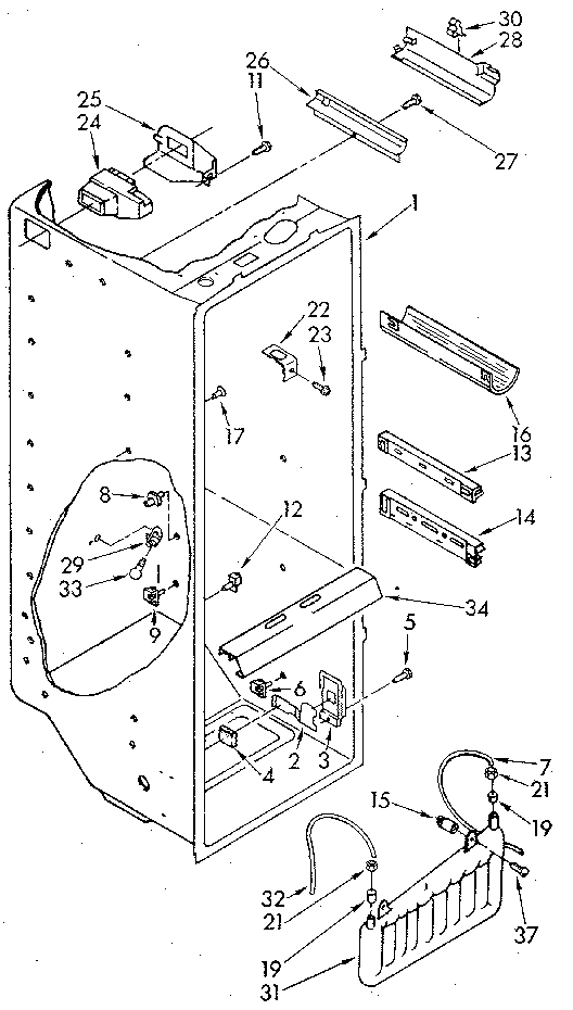 Whirlpool ED25DWXTN05 refrigerator liner diagram