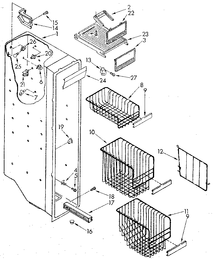 Whirlpool ED25DWXTN05 freezer liner diagram