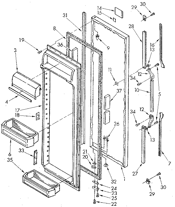 Whirlpool ED25DWXTN05 refrigerator door diagram