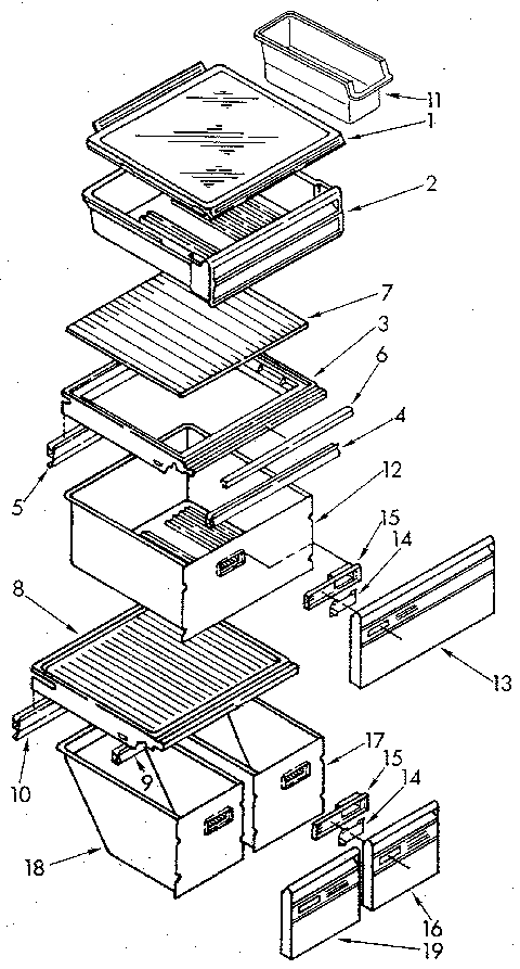 Whirlpool ED22DWXTM04 refrigerator shelf diagram