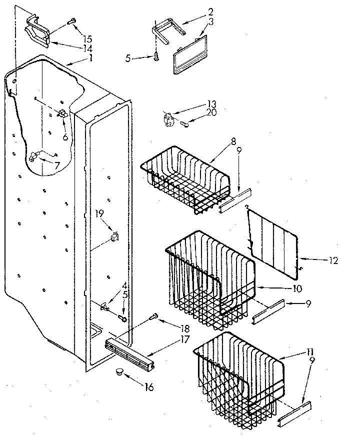 Whirlpool ED22DWXTM04 freezer liner diagram