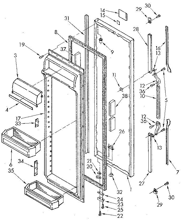 Whirlpool ED22DWXTM04 refrigerator door diagram