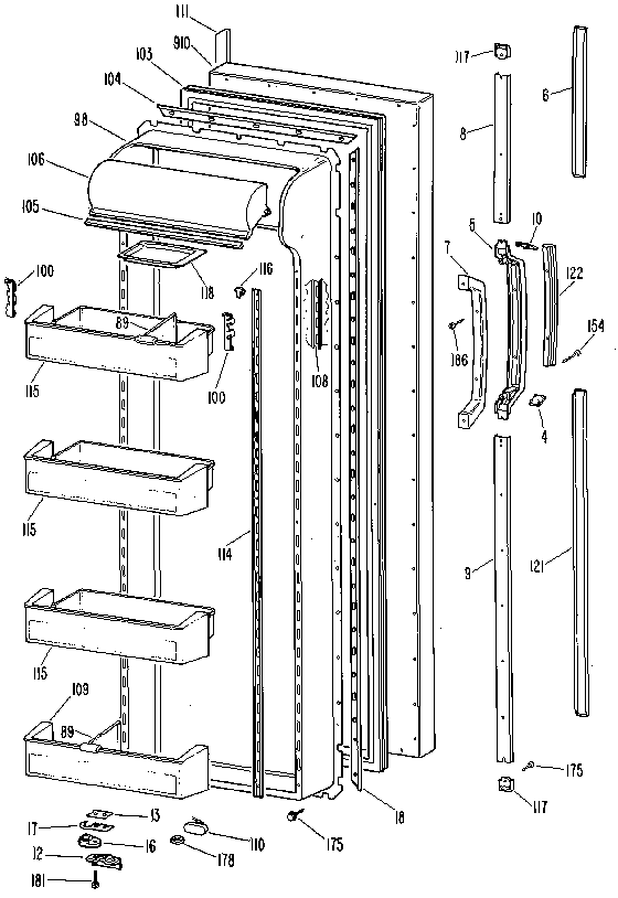 Kenmore 3639507780 fresh food door diagram