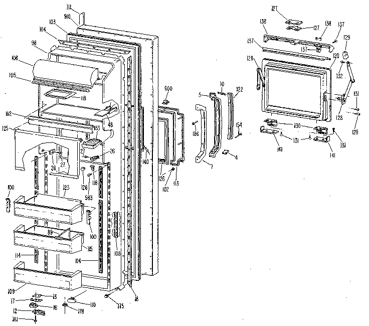 Kenmore 3639517910 fresh food door diagram