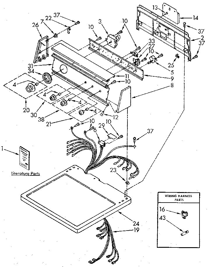 Kenmore 11096091800 top and console diagram
