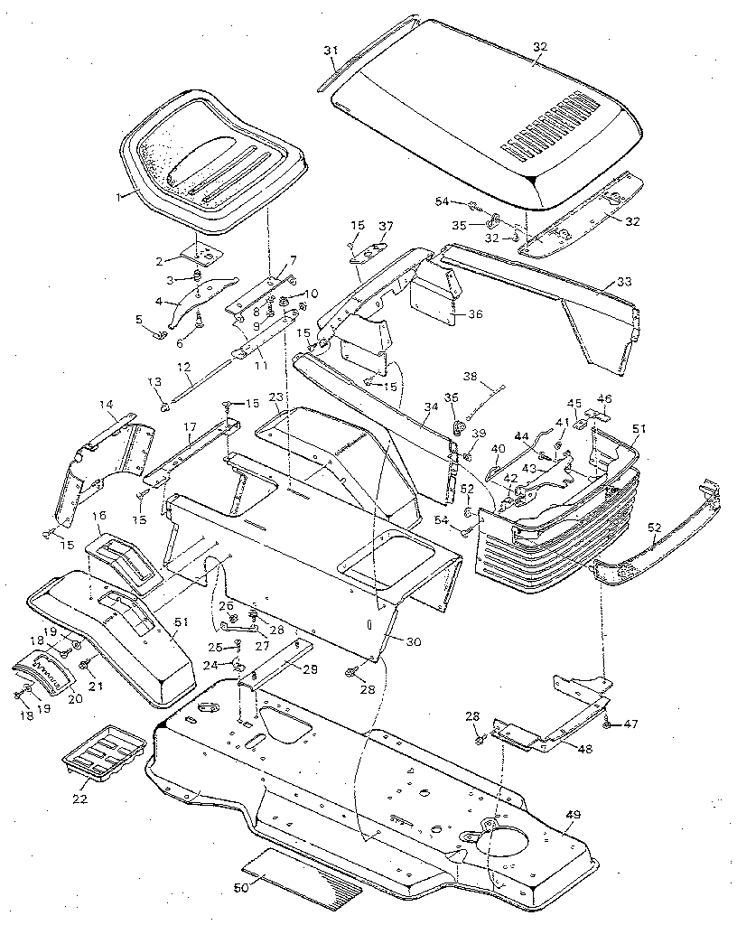 Craftsman 502254980 chassis & hood diagram