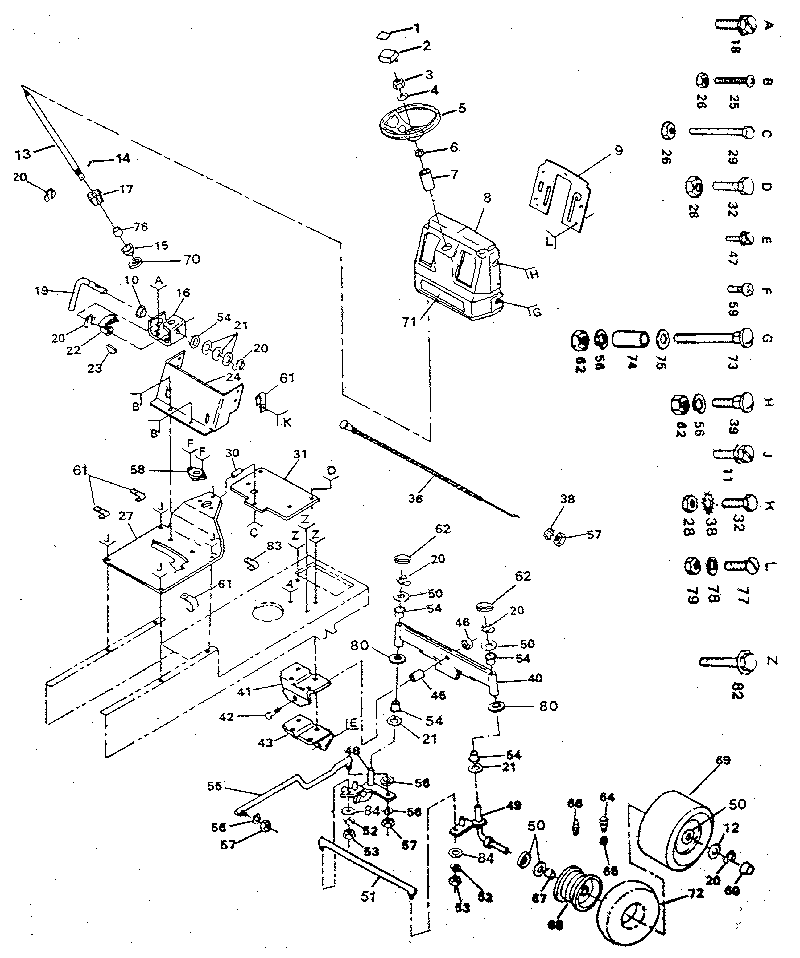 Craftsman 917254722 steering assembly diagram