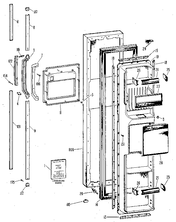 Kenmore 3639512511 freezer door diagram