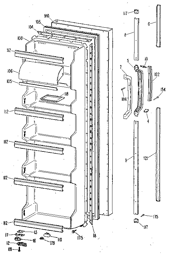 Kenmore 3639512511 fresh food door diagram