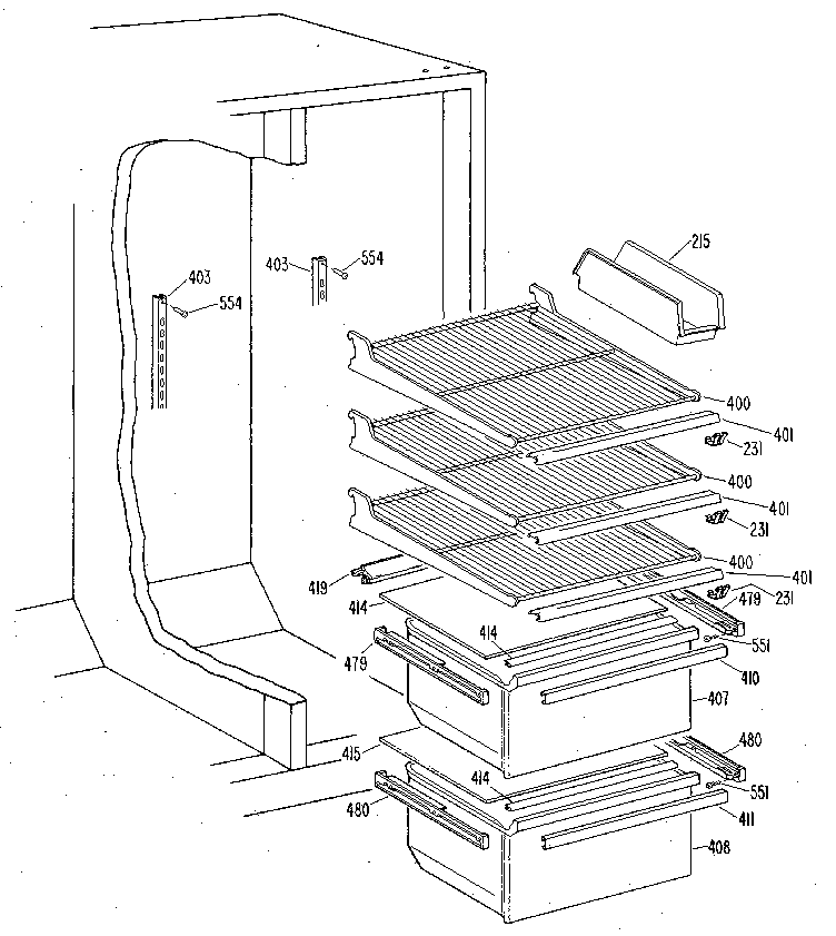 Kenmore 3639512511 fresh food section diagram