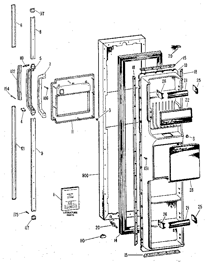 Kenmore 3639512510 freezer door diagram