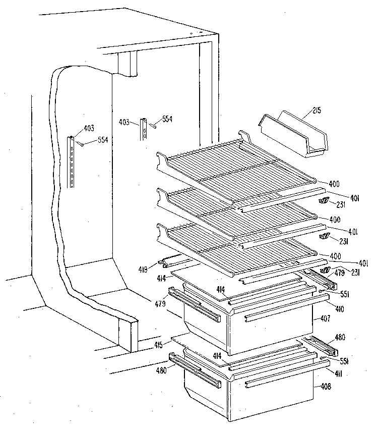 Kenmore 3639512510 fresh food section diagram
