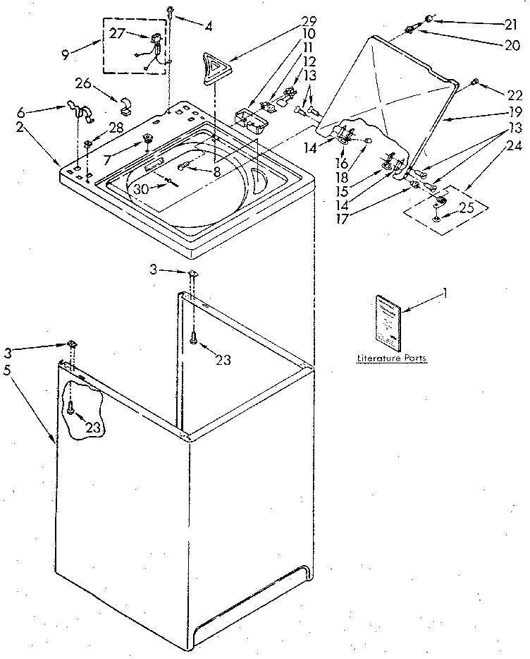 Kenmore 11082982320 top and cabinet diagram