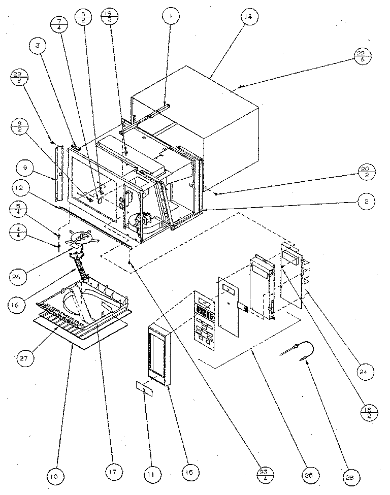 Amana R321T control panel and cavity diagram