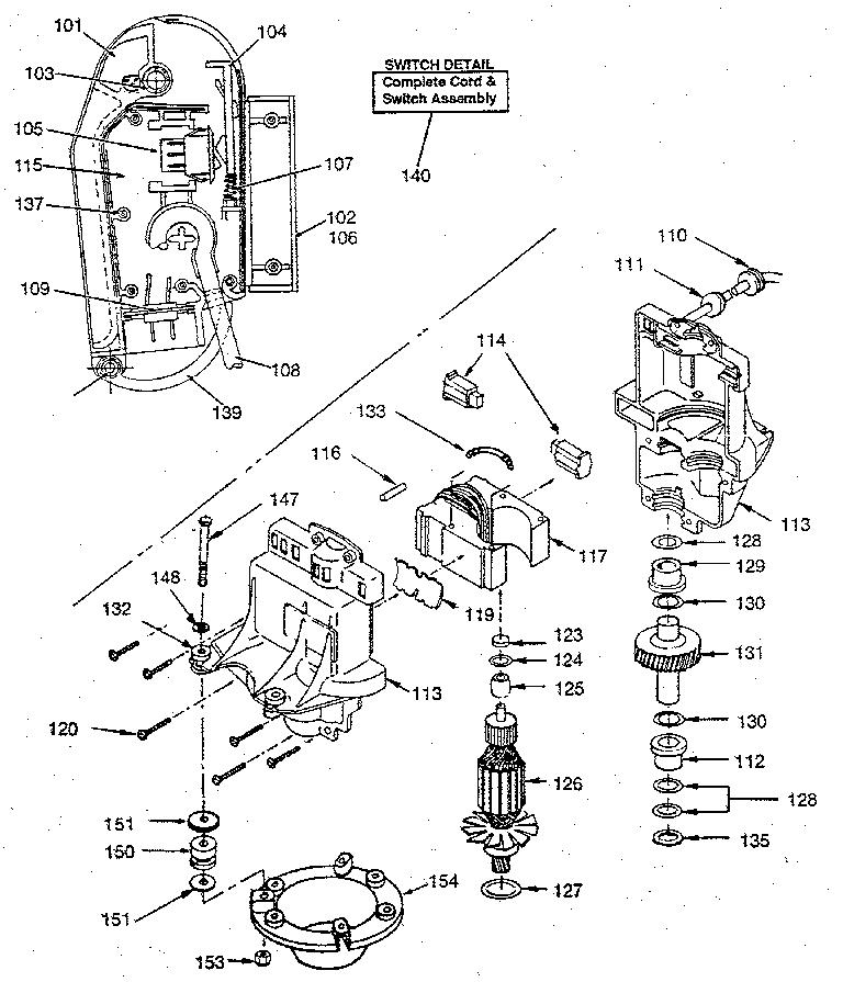 Craftsman 247370610 motor & switch assembly diagram