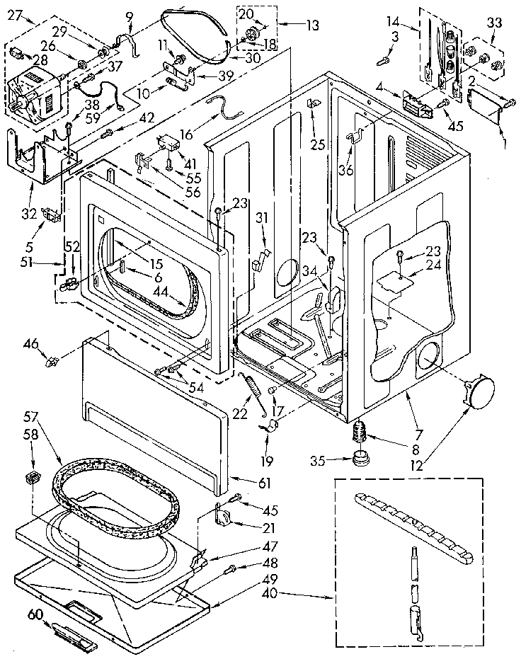 Kenmore 11086993510 cabinet diagram