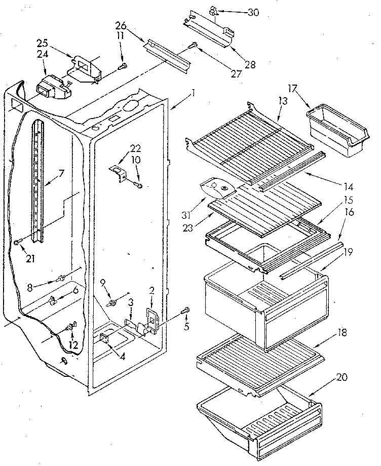 Kenmore 1068550580 refrigerator liner diagram