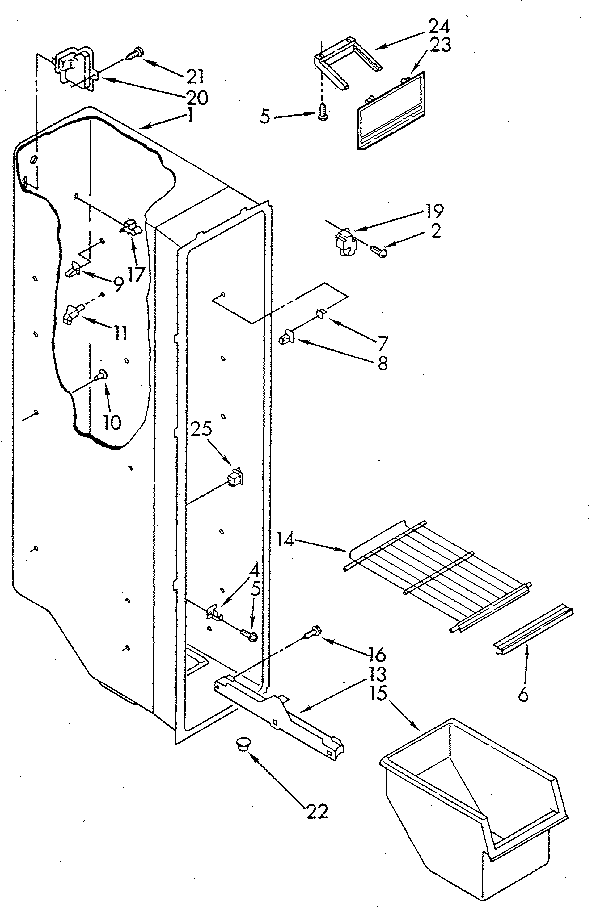 Kenmore 1068550580 freezer liner diagram