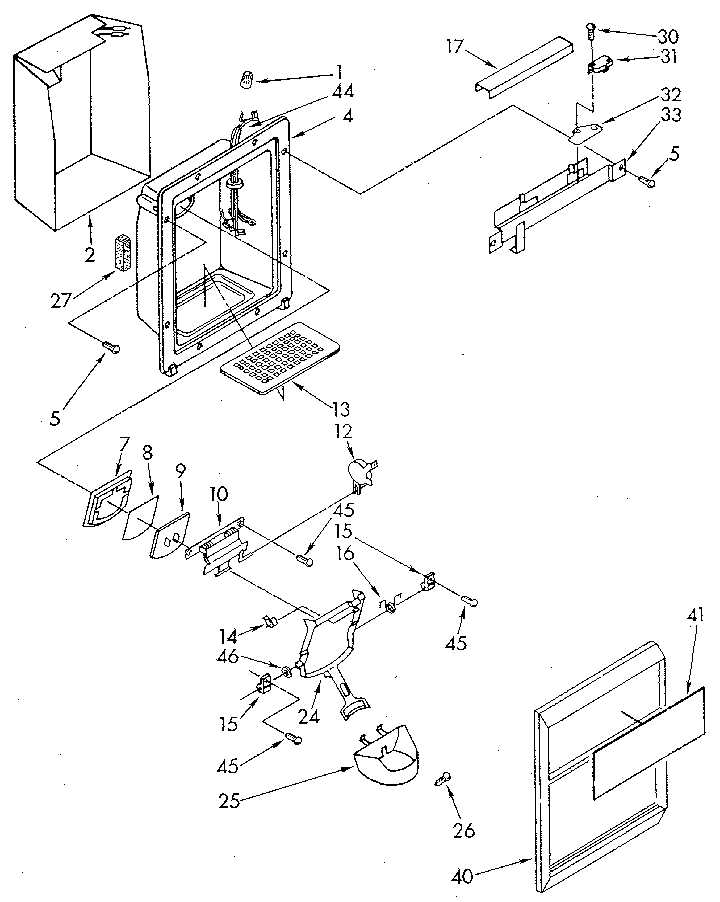 Kenmore 1068550580 dispenser front diagram