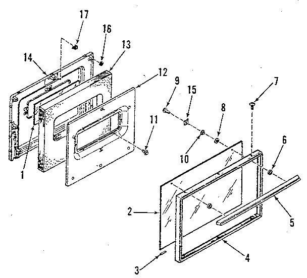 Kenmore 9116348910 oven door section diagram