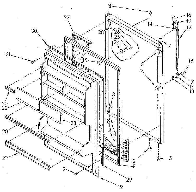 Whirlpool ET18GKXSW10 refrigerator door diagram
