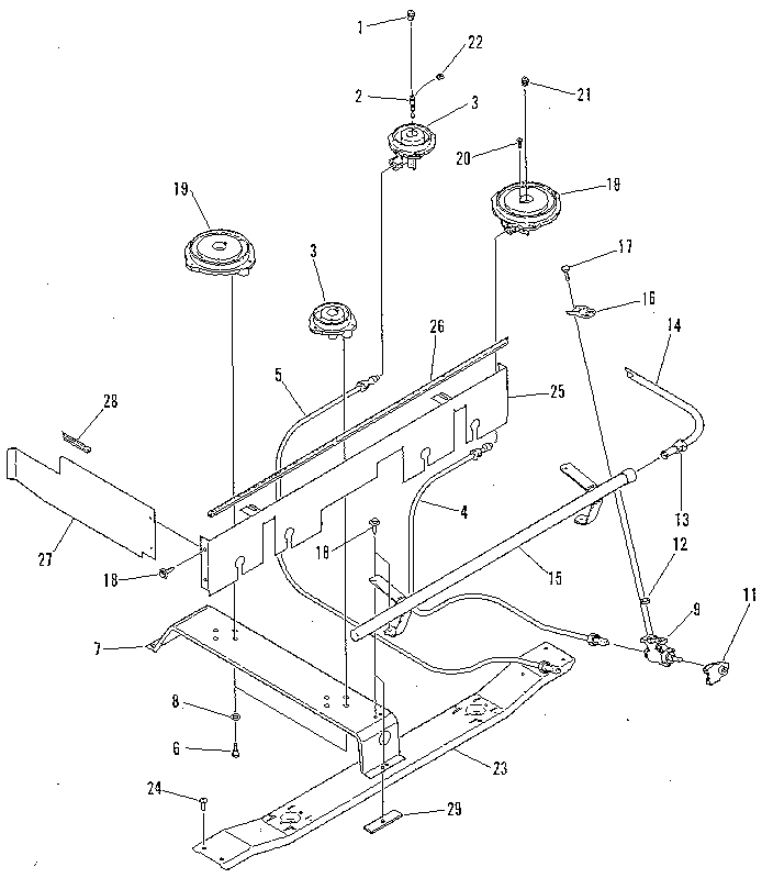 Kenmore 9117360190 top burner section diagram