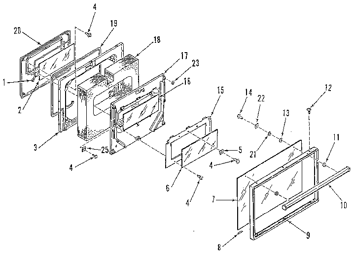 Kenmore 9117360190 oven door section diagram
