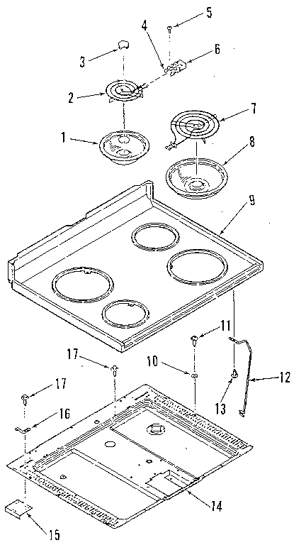 Kenmore 9116429180 main top section diagram