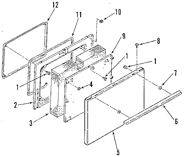 Kenmore 9116429180 oven door section diagram