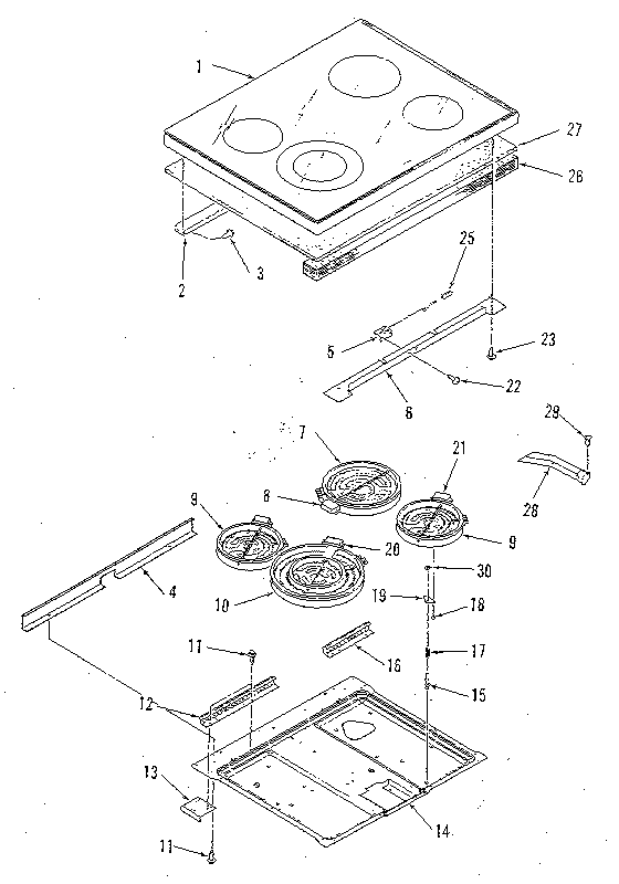 Kenmore 9119599180 main top section diagram