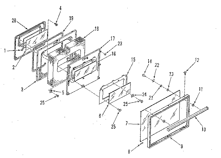 Kenmore 9119599180 oven door section diagram