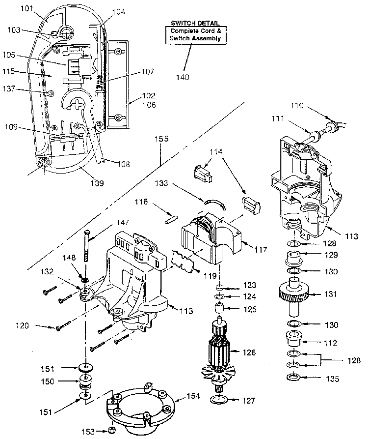 Craftsman 247370230 motor & switch assembly diagram